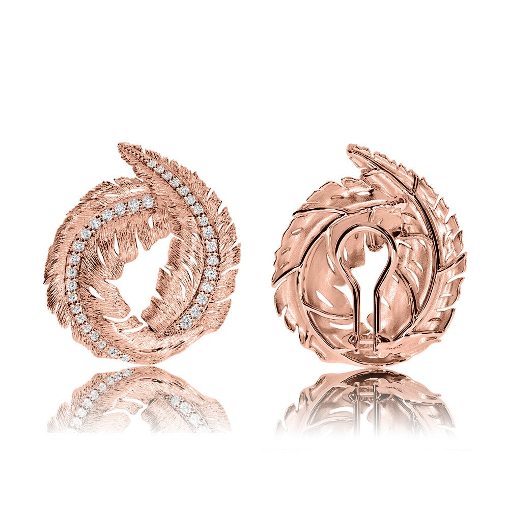 CURLED LEAF EARRINGS 18K ROSE GOLD