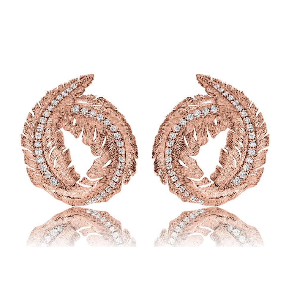 CURLED LEAF EARRINGS 18K ROSE GOLD