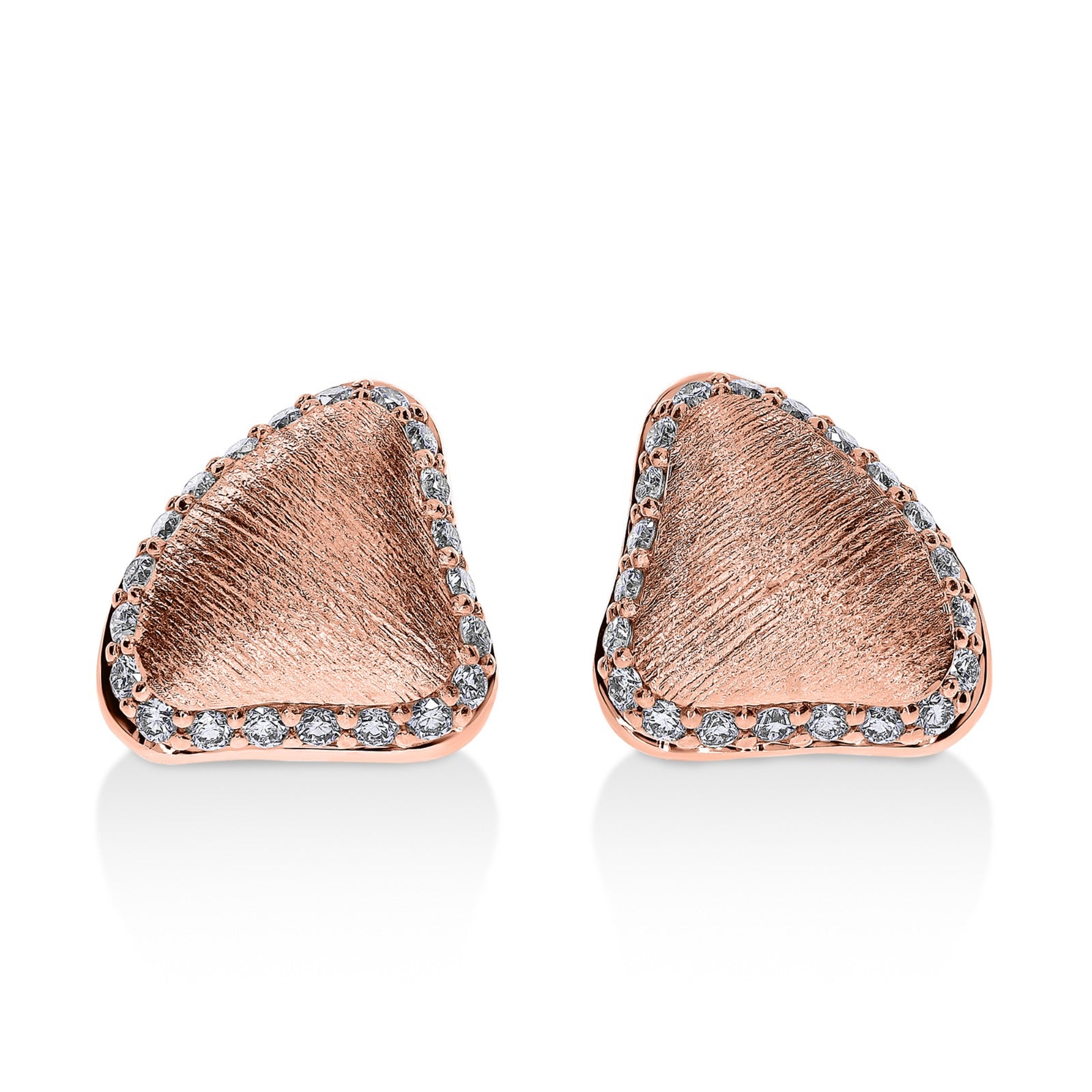 BRUSHED PEBBLE STUDS 18K ROSE GOLD