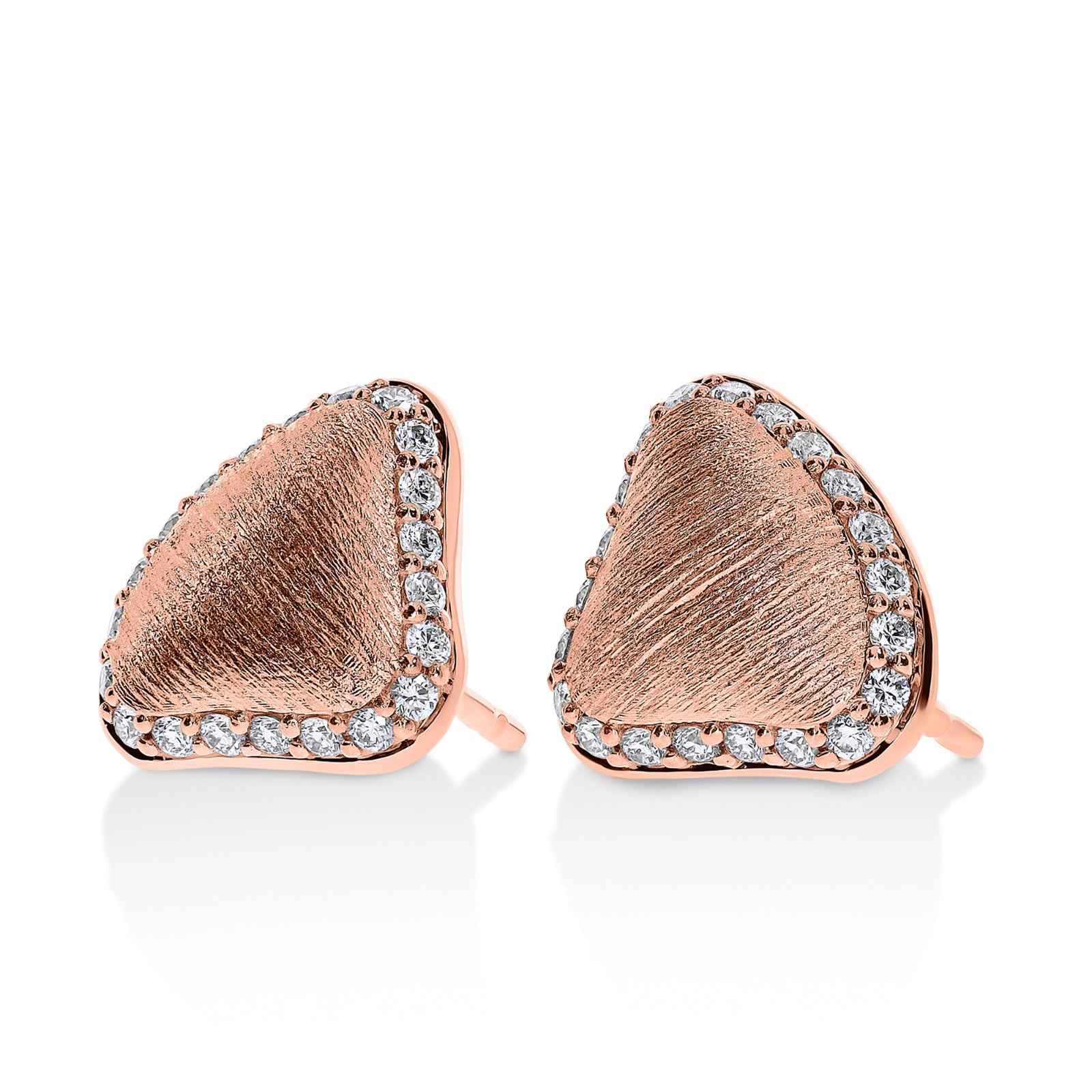 BRUSHED PEBBLE STUDS 18K ROSE GOLD