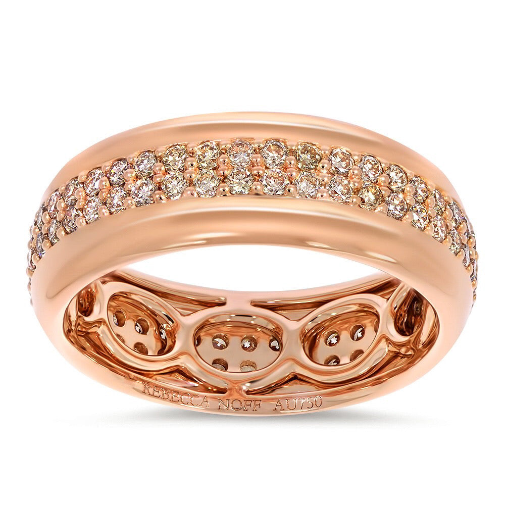 DOUBLE ROW DIAMOND BAND IN 18K ROSE GOLD